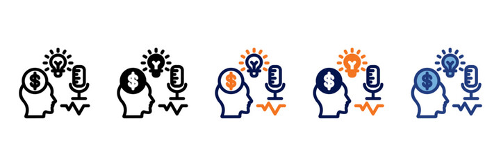 Podcast Icon Set With Multiple Styles Vector Illustration
