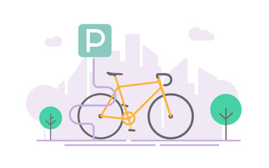 Bicycle parking rack area icon vector flat cartoon modern graphic design illustration, urban street bike cycle park stand sign minimal simple clean trendy image