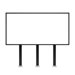 Obraz premium Blank rectangular billboard structure with three black support posts isolated on transparent background