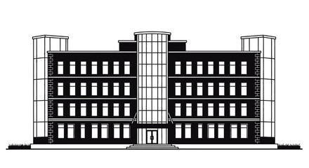 Modern office building architecture design exterior illustration