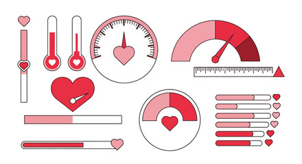 Heart rate monitor dashboard ui design elements vector illustration