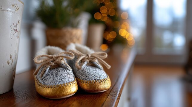 holiday magazine shoot, a kings day magazine with children leaving shoes by the doorstep, warm lighting, detailed shoes, handwritten notes, and christmas lights
