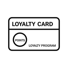 Black and white line art icon of a loyalty card featuring 