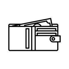 Wallet with Cash and Cards Outline Icon
