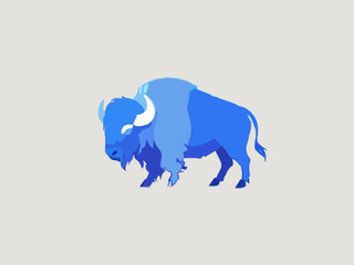 Blue Bison Silhouette: A striking blue bison silhouette stands proudly, symbolizing the strength and resilience of the American West.