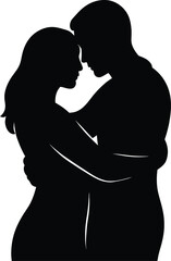 Silhouette of a woman standing in a loving and graceful pose