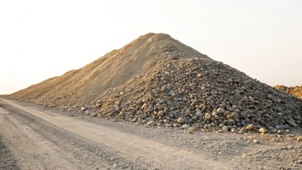 Large pile of coarse gravel and small rocks outdoors