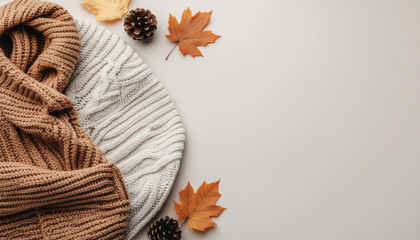 Autumn Fashion Flat Lay with Sweater, Scarf and Fall Accessories — Cozy Seasonal Styling Photography
