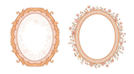 Elegant oval frames with floral designs and ornate details