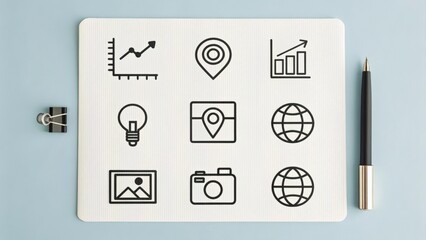 Minimalist internet marketing icons set