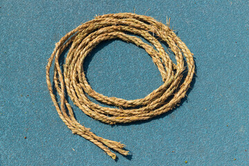The straw rope placed on the ground