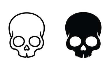 Spooky Halloween Vibes with Two Skull Icons, Perfect for Creepy Designs and Scary Season Celebrations, Add a Touch of Eerie Charm to Your Projects with These Minimalist Skull Graphics