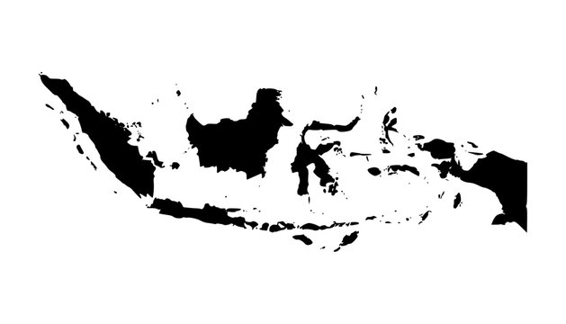 Indonesia silhouette map. Indonesia map vector. Indonesia map on white background