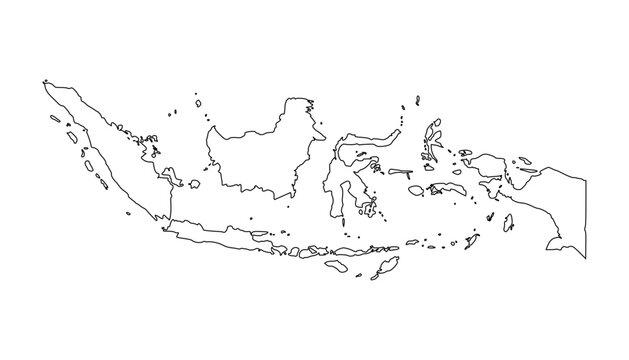 Indonesia outline map. Indonesia map vector. Indonesia map on white background