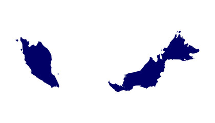Malaysia blue silhouette map. Malaysia map vector. Malaysia map on white background