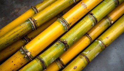 Fototapeta premium Close-up of several stalks with green/yellow hues, diagonal
