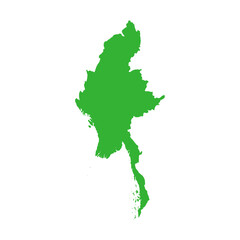 Myanmar green map. Myanmar map vector. Myanmar map on white background