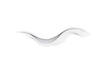 Abstract flowing wave pattern made of small dots on white background curve