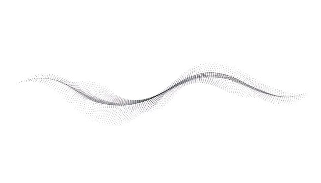 Wavy Line Formed by Small Dots on White Background abstract black