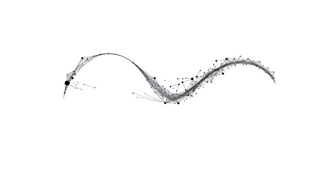Abstract network wave with connected dots and lines on white background image photo