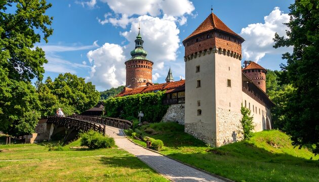 Historic Budmerice Castle in Slovakia on a Sunny Day.