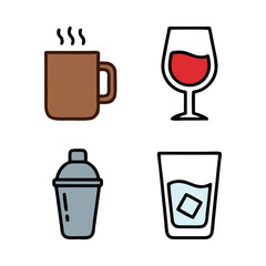 Food and Drink Icons: Jelly and Water Bottle