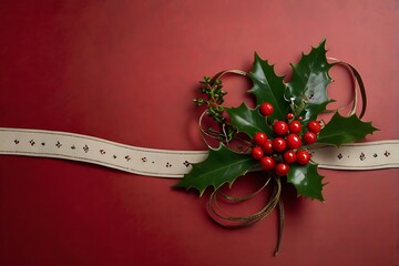 Minimal Red Holiday Corners,christmas wreath with red ribbon and bells
