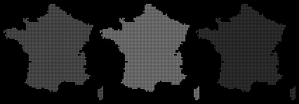 Trending France map. France vector map with square shape pattern. Global European France map vector geometric square shape dotted art pattern illustration showing French bordar, state country view