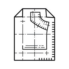 Sewing Pattern Template with Measurement Ruler and Grid Lines