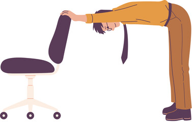Man Stretching Back on Office Chair Illustration