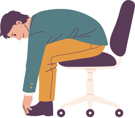 Man Stretching on Office Chair Illustration