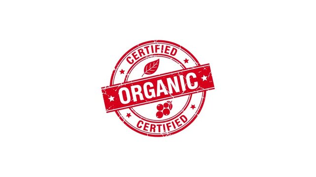 Certified Organic Green Stamp 4K Animation Eco Label Badge