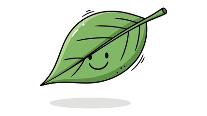 Animated Leaf with a Smile: a vibrant leaf with a charming smile, is an image embodying nature's cheerful face, radiating positivity and light-heartedness.