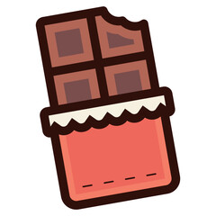 bitten chocolate bar eat icon illustration