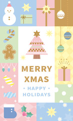 Festive Christmas Greeting Poster for Social Media. Modern Flat Holiday Illustration