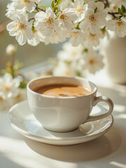 cup of coffee with flowers