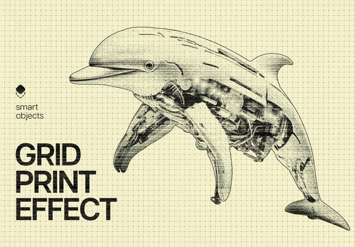 Grid Print Effect Mockup