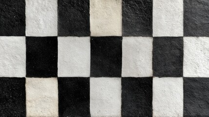 Fototapeta premium Black and White Checkerboard Pattern with Textured Surface for Background or Interior Design Use