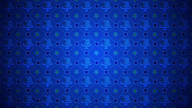 Monochromatic Blue Cake and Star Pattern Loop