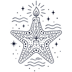 Seestern mit Kerze - Maritimes Weihnachten Ornament als Vektor