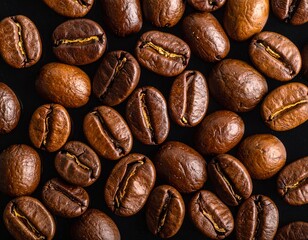 Fototapeta premium Coffee beans on black background