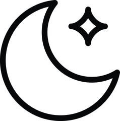 A crescent moon and star icon