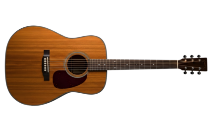 Acoustic guitar made of natural wood grain instrument used for live performances and recording sessions.PNG