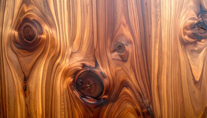 Close-up of richly-grained wooden planks with knots and swirling patterns