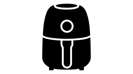 Simple black silhouette icon of a modern kitchen air fryer appliance on a white background with a subtle horizontal line