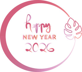 Pink Happy New Year 2026 &ndash; Vector Greeting Card, Poster, Invitation & Social Media Template - transparent background gradient illustration