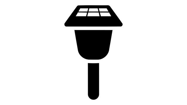 Simple silhouette icon of a solar powered garden light for outdoor illumination and eco friendly lighting solutions