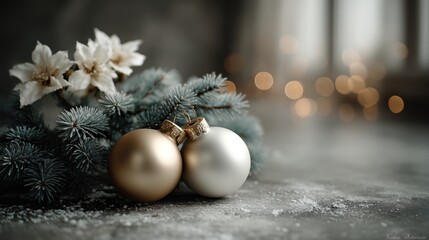 Two Christmas ornaments gold and silver