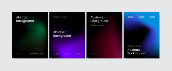 Fototapeta premium Modern gradient mesh poster background set. Minimalist cover template. Blue, Teal, Red, Purple Gradient. Futuristic background. Modern Minimalist