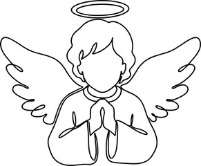 One-Line Christmas Angel in Prayer Pose.